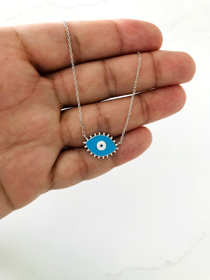 Large Evil Eye Necklace in Sterling Silver