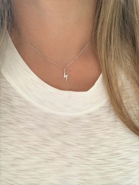 Lightning Micro Pave Necklace in Sterling Silver
