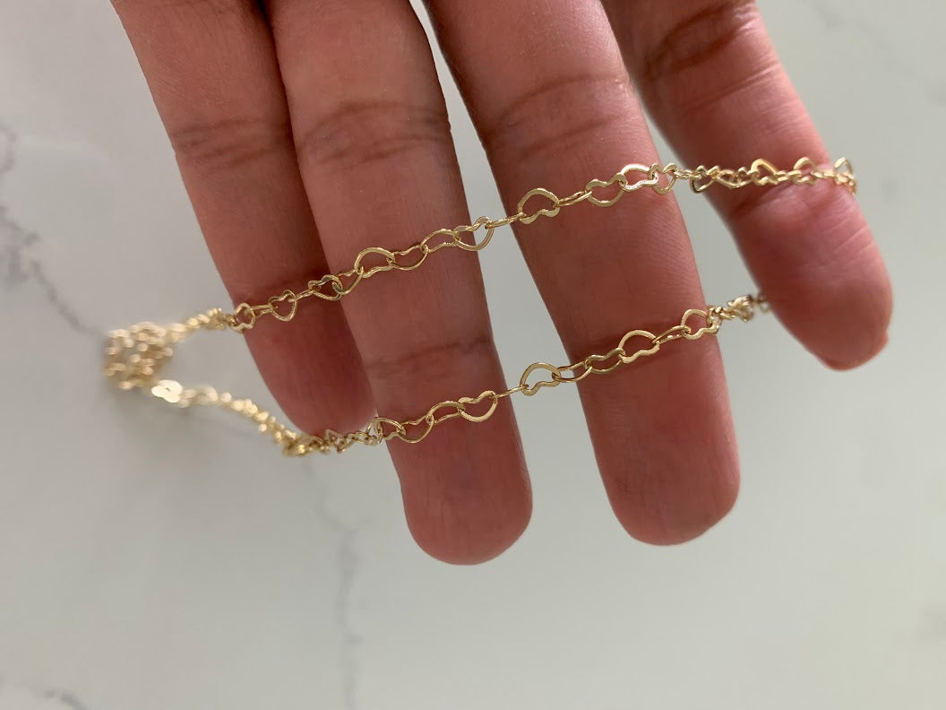 Gold Filled Hearts Chain Choker Gold , Dainty Hearts Chain, Hearts Necklace, Heart, Layering Necklace, Gold filled Necklaces
