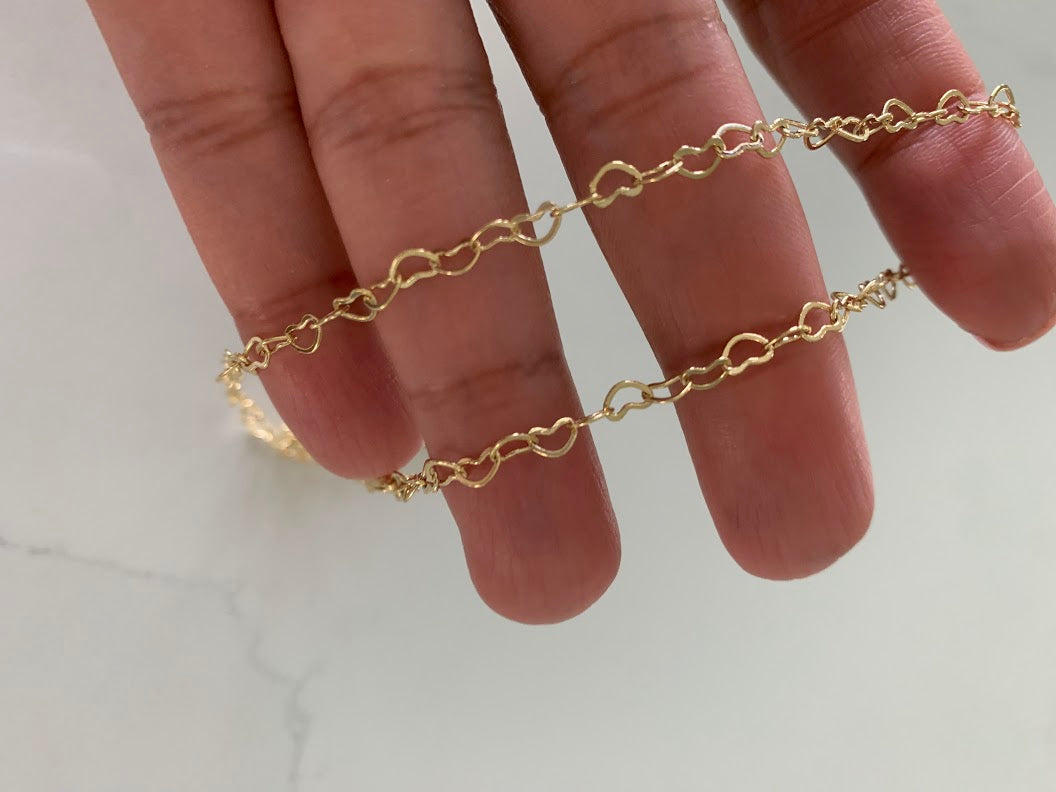 Gold Filled Hearts Chain Choker Gold , Dainty Hearts Chain, Hearts Necklace, Heart, Layering Necklace, Gold filled Necklaces