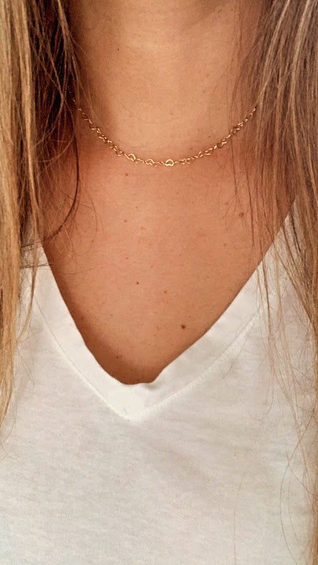 Gold Filled Hearts Chain Choker Gold , Dainty Hearts Chain, Hearts Necklace, Heart, Layering Necklace, Gold filled Necklaces