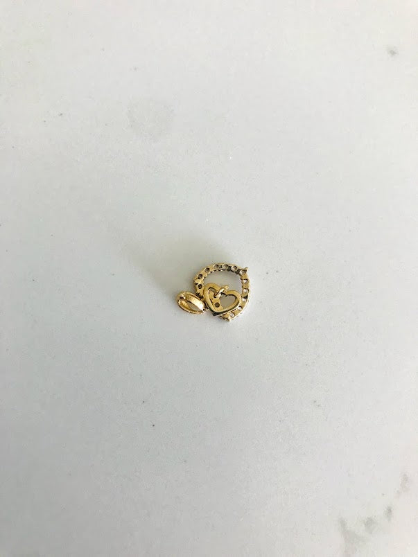 10MM 14K Solid Gold Floating Heart Pendant with Zirconia | 14K Heart Pendant