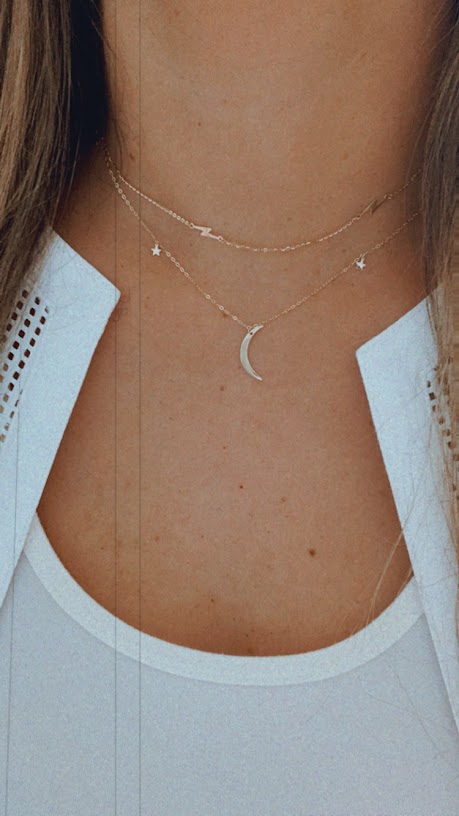 Luksus royalty strand Products 14K Gold Moon and Stars Necklace AND Lighting Bolt Adjustable  Choker | Layering – YanYa