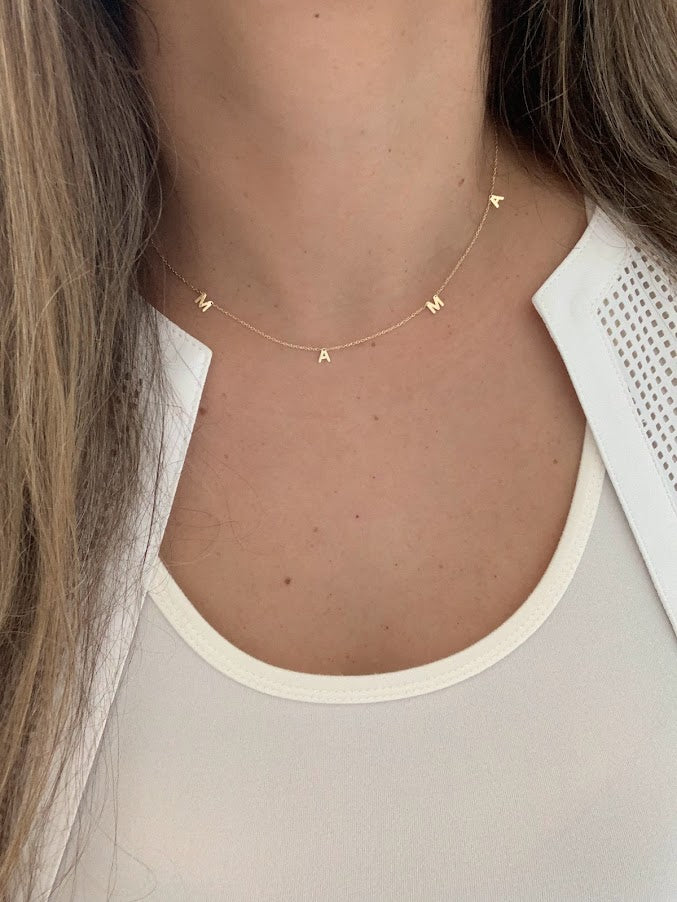 14K Gold MAMA Necklace | Mom Necklace