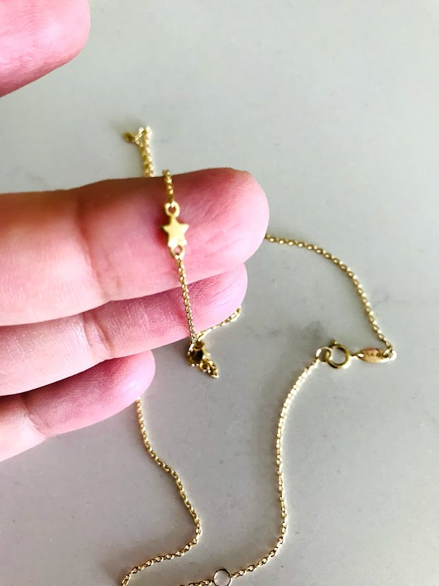 4MM 14K Gold SOLID Stars Necklace | 14K Gold Cable Chain | Layering Gold Chain | SOLID GOLD