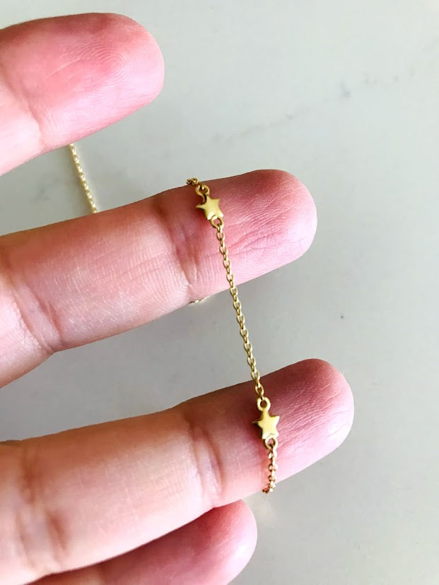 4MM 14K Gold SOLID Stars Necklace | 14K Gold Cable Chain | Layering Gold Chain | SOLID GOLD