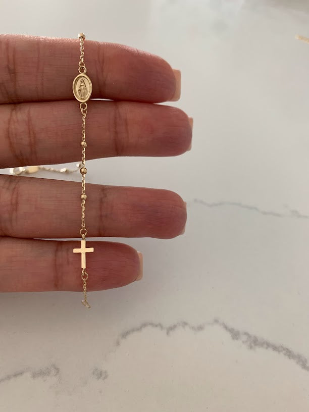 14k Gold Rosary Bracelet – Glitz Boutique