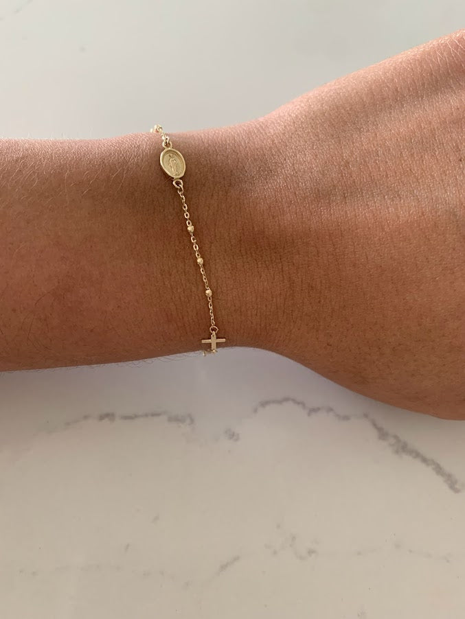 14k solid gold rosary bracelet 5mm ball