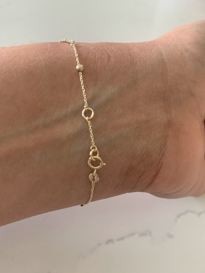 14K Yellow Gold Rosary Bracelet, Solid Gold Rosary Bracelet, Miraculous Virgin Mary Medal and Cross Bracelet, Religious Jewelry For Women