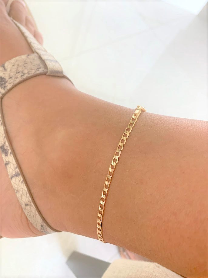 4MM Gold-Filled Cuban Link Anklet | Body Jewelry | Gold Cuban Curb Link