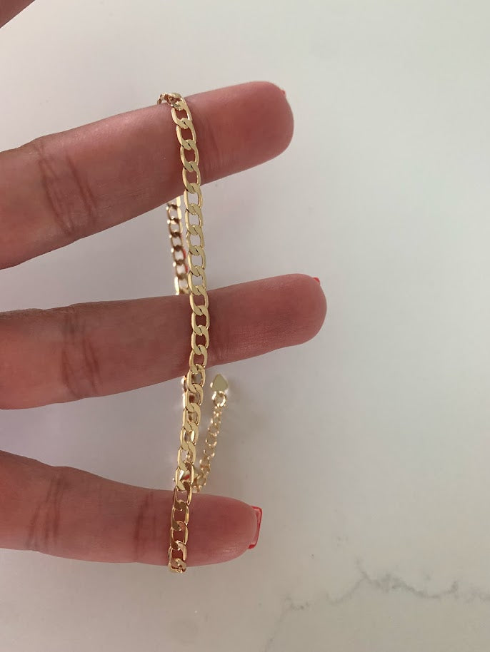 4MM Gold-Filled Cuban Link Anklet | Body Jewelry | Gold Cuban Curb Link