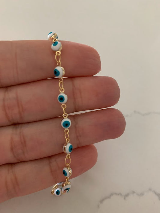 Evil Eye Beaded Chain Anklet | Gold filled Anklet | Gold Anklet | Gypsy Anklet | Dainty Evil Eye Anklet | Body Jewelry | Beads Anklet
