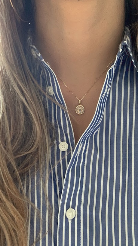 12MM 14K Solid Gold Saint Benedict | Yellow and White Gold Religious Charm | Saint Benedict Pendant | 14K Solid Gold Pendant | Two Tone Pendant