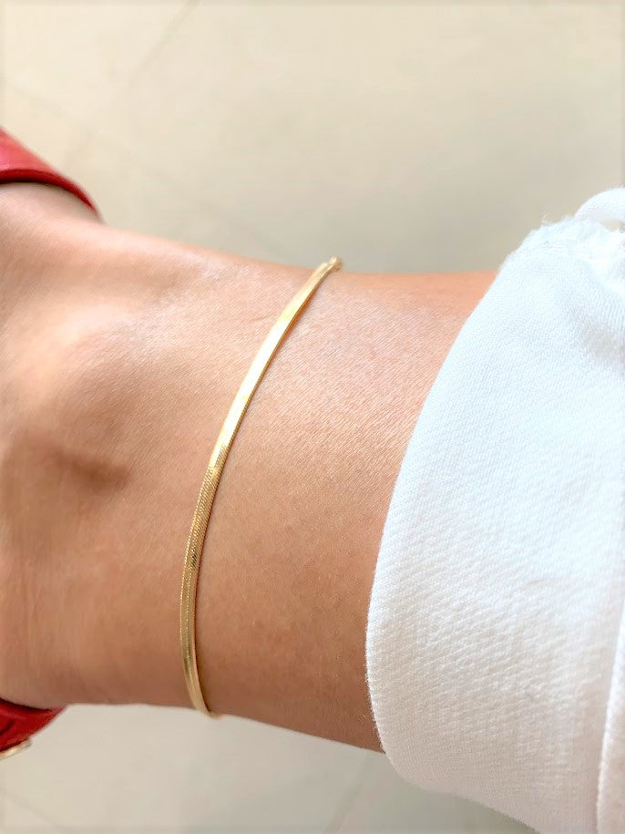 3MM Thin Herringbone Anklet | Gold Filled Anklet