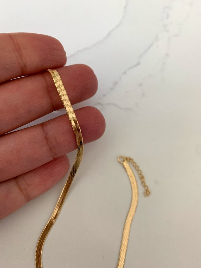 3MM Thin Herringbone Anklet | Gold Filled Anklet