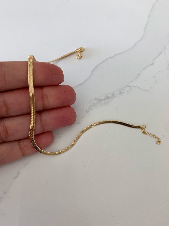 3MM Thin Herringbone Anklet | Gold Filled Anklet