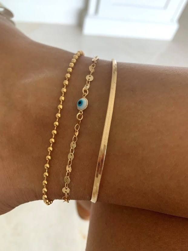 3MM Thin Herringbone Anklet | Gold Filled Anklet
