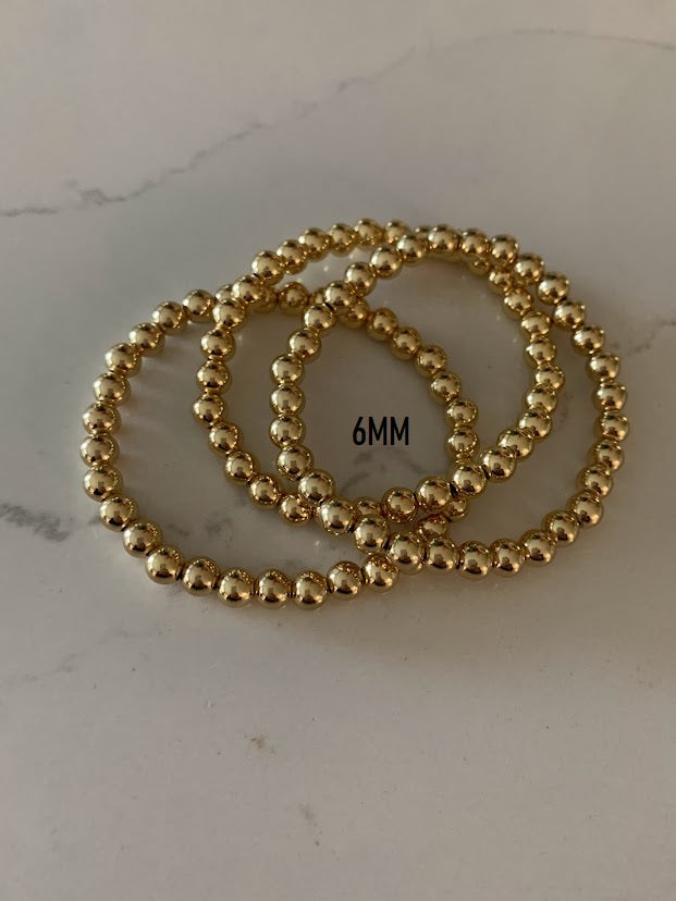 3MM, 4MM, 5MM and 6MM Beads Bracelet in Gold-filled