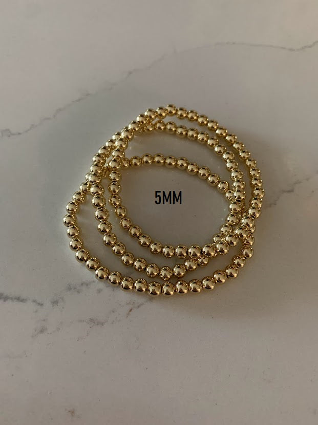 3MM, 4MM, 5MM and 6MM Beads Bracelet in Gold-filled
