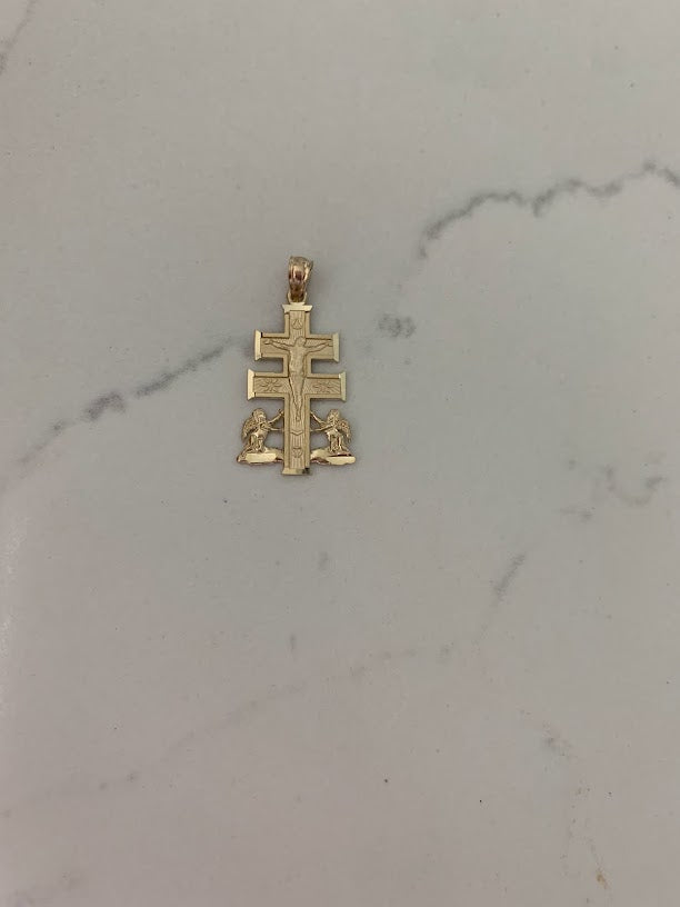 14k Caravaca Cross| Real Solid Yellow Gold |  Cross Jesus Crucifix Religious | Caravaca Pendant in Solid Gold