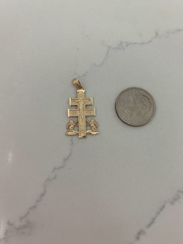 14k Caravaca Cross| Real Solid Yellow Gold |  Cross Jesus Crucifix Religious | Caravaca Pendant in Solid Gold