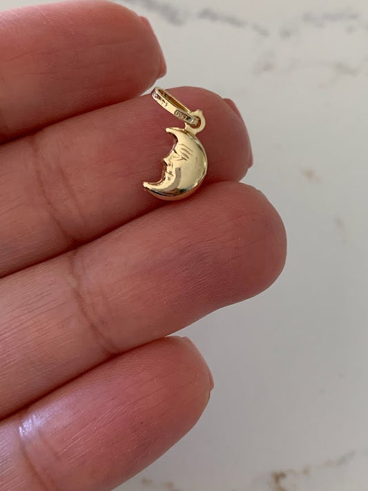 14K Solid Gold Moon Pendant | Yellow Gold Moon Pendant | Moon Pendant | 14K Solid Gold Pendant |