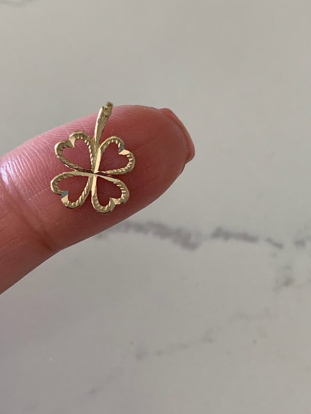 14K Solid Gold Hearts Clover Leaf | Personalized Charms | Personalized Solid Gold Clover Leaf | 4 Leaf CLover Gold Charm | Personalized