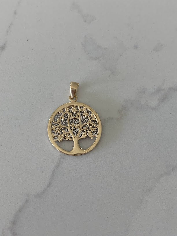 14K Gold Tree of Life Necklace, Family Tree Pendant Necklace, Tree of Life  Charm -