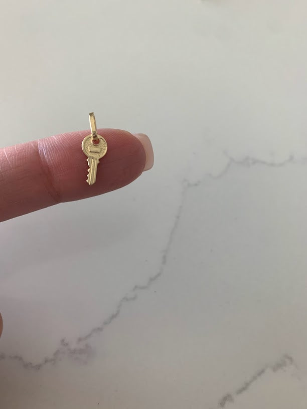 14K Solid Gold Key Pendant | Key Charm | Infinity Pendant | Key Pendant | Dainty Pendant