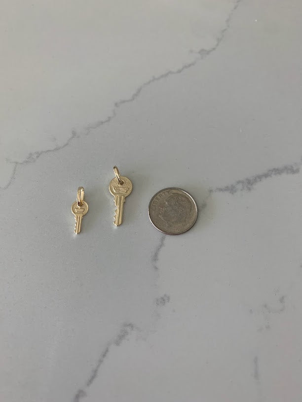 14K Solid Gold Key Pendant | Key Charm | Infinity Pendant | Key Pendant | Dainty Pendant