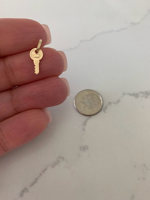 14K Solid Gold Key Pendant | Key Charm | Infinity Pendant | Key Pendant | Dainty Pendant