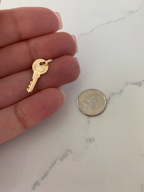 14K Solid Gold Key Pendant | Key Charm | Infinity Pendant | Key Pendant | Dainty Pendant