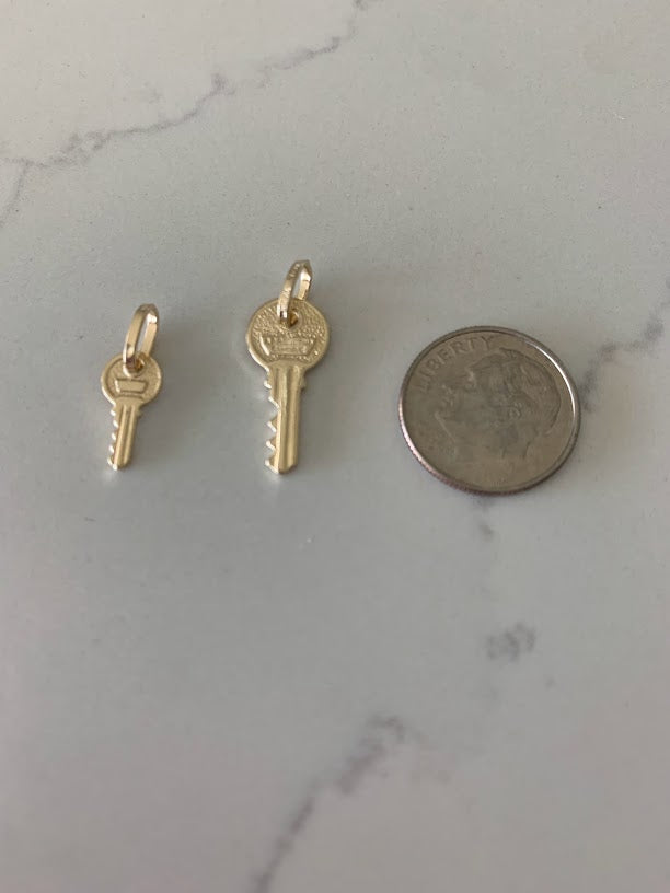 14K Solid Gold Key Pendant | Key Charm | Infinity Pendant | Key Pendant | Dainty Pendant