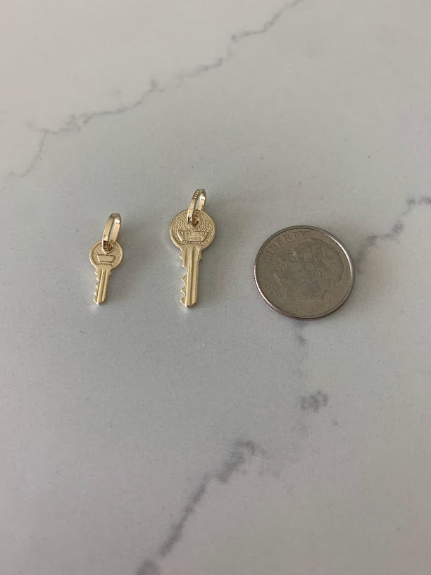 14K Solid Gold Key Pendant | Key Charm | Infinity Pendant | Key Pendant | Dainty Pendant