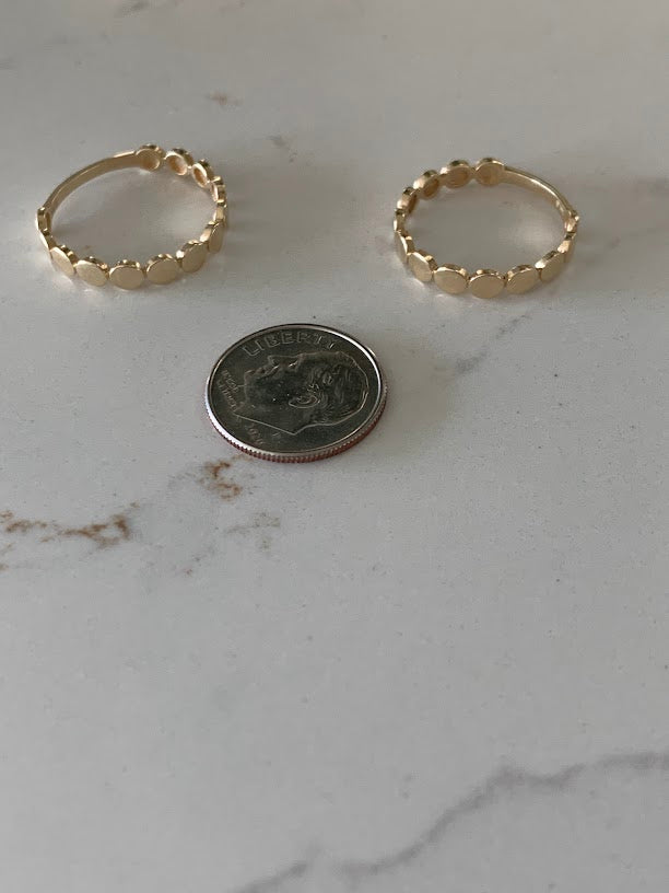 Flat Beaded 14K Gold Ring | Trendy Ring| Ring | Solid Gold | Love Ring | Modern Ring | Chic Ring | Link Band | Discs Ring | Dotted Ring
