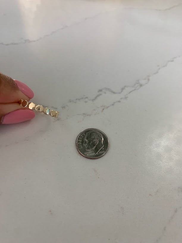 Flat Beaded 14K Gold Ring | Trendy Ring| Ring | Solid Gold | Love Ring | Modern Ring | Chic Ring | Link Band | Discs Ring | Dotted Ring