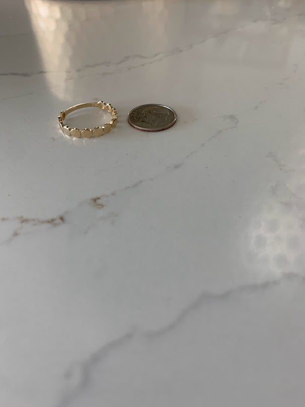 Flat Beaded 14K Gold Ring | Trendy Ring| Ring | Solid Gold | Love Ring | Modern Ring | Chic Ring | Link Band | Discs Ring | Dotted Ring