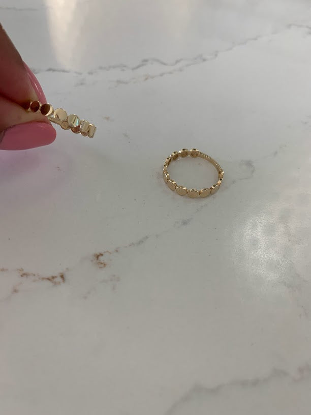 Flat Beaded 14K Gold Ring | Trendy Ring| Ring | Solid Gold | Love Ring | Modern Ring | Chic Ring | Link Band | Discs Ring | Dotted Ring