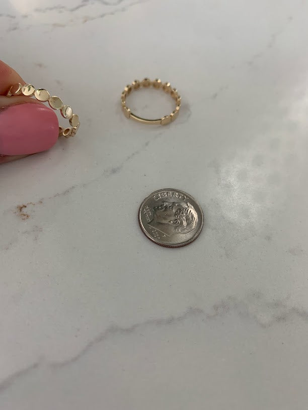 Flat Beaded 14K Gold Ring | Trendy Ring| Ring | Solid Gold | Love Ring | Modern Ring | Chic Ring | Link Band | Discs Ring | Dotted Ring
