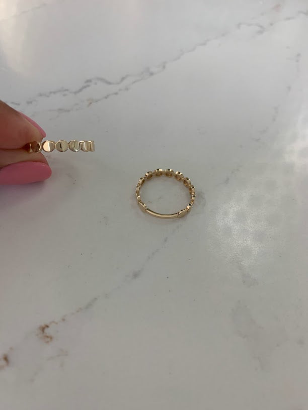 Flat Beaded 14K Gold Ring | Trendy Ring| Ring | Solid Gold | Love Ring | Modern Ring | Chic Ring | Link Band | Discs Ring | Dotted Ring