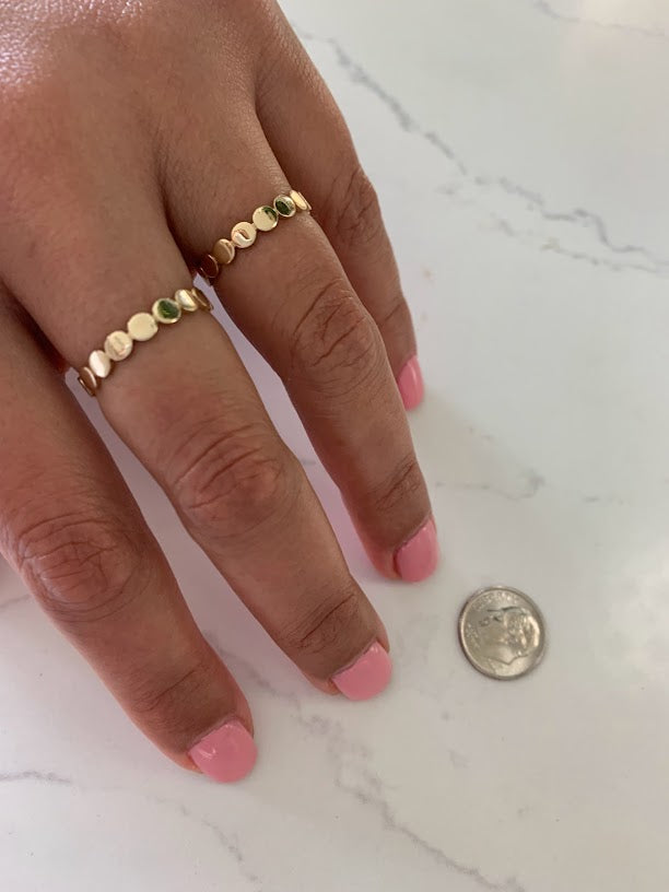 Flat Beaded 14K Gold Ring | Trendy Ring| Ring | Solid Gold | Love Ring | Modern Ring | Chic Ring | Link Band | Discs Ring | Dotted Ring