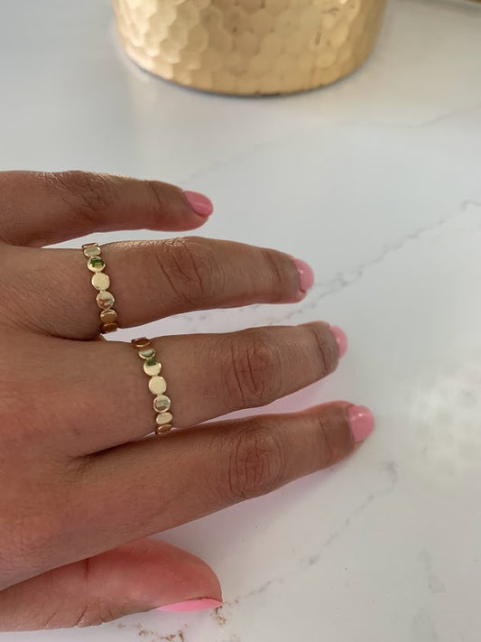 Flat Beaded 14K Gold Ring | Trendy Ring| Ring | Solid Gold | Love Ring | Modern Ring | Chic Ring | Link Band | Discs Ring | Dotted Ring