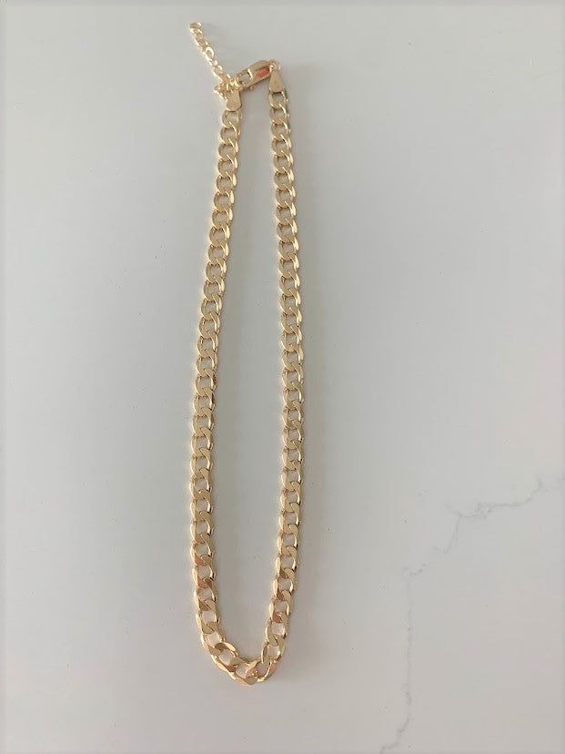 Flat Curb Chain Gold over Sterling Silver