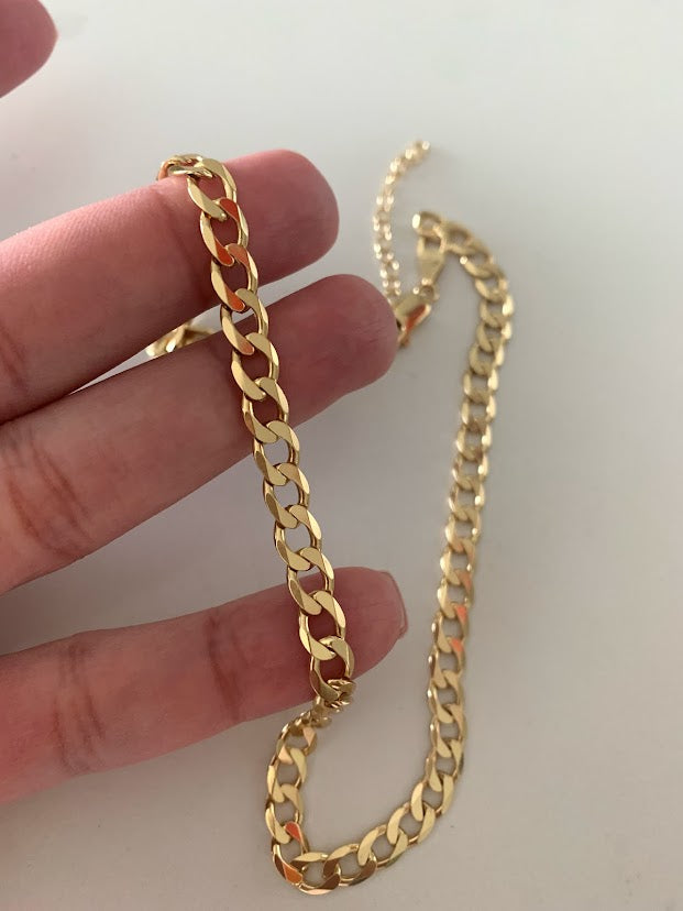 Flat Curb Chain Gold over Sterling Silver