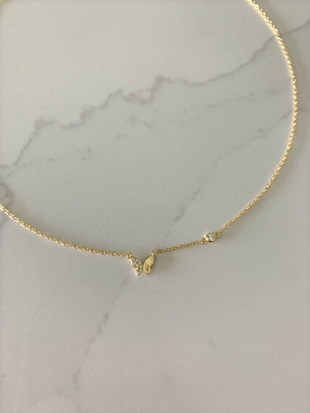 Minimalist Butterfly Necklace | 18K Gold over Sterling Silver