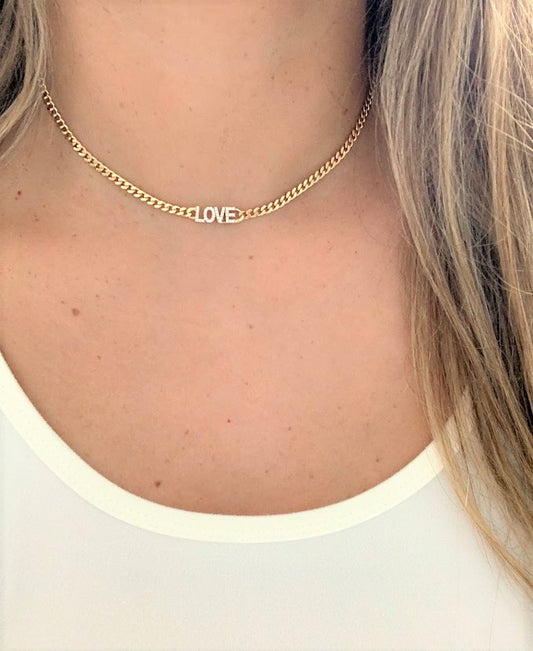 Gold Vermeil Cuban Curb Link LOVE Necklace