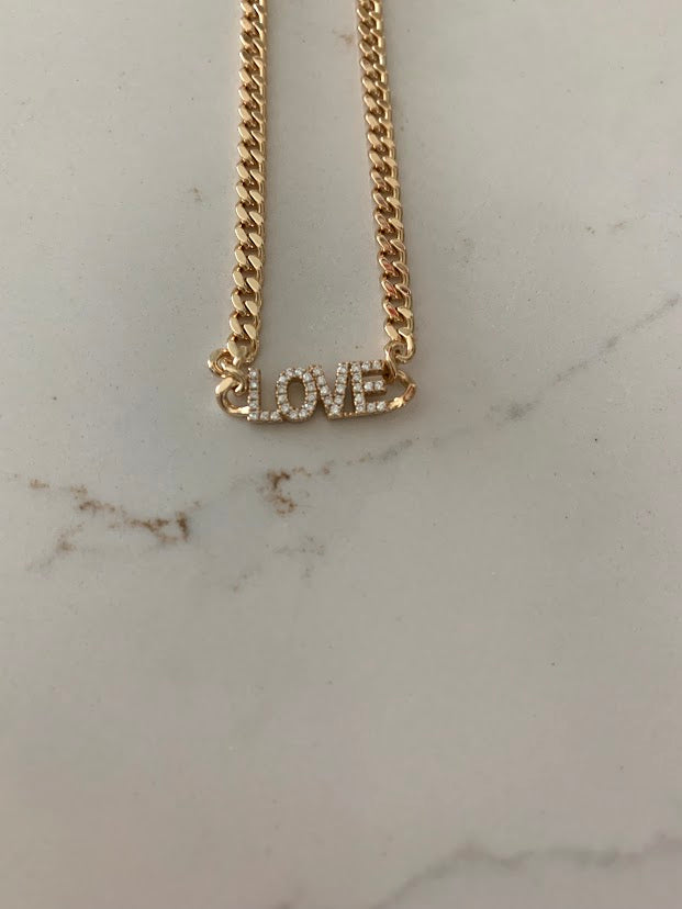 Gold Vermeil Cuban Curb Link LOVE Necklace