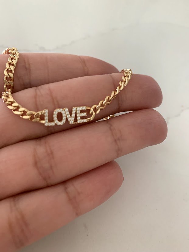 Gold Vermeil Cuban Curb Link LOVE Necklace