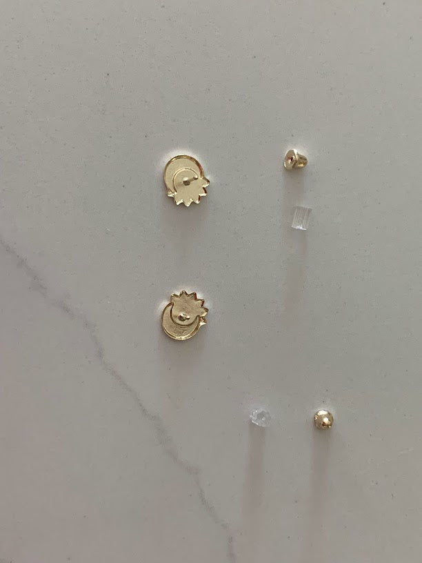 14K Gold Eclipse Stud Earrings, Sun & Moon Earrings, Sun Star Gold Studs, Celestial Earrings, 14K Gold Earrings, Dainty Eclipse Studs