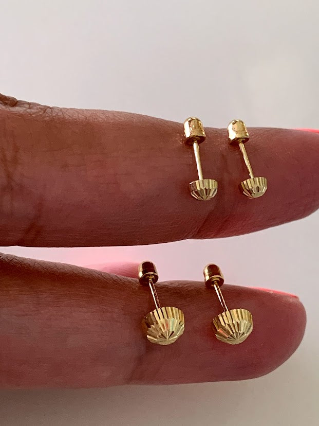 14K Gold Half Dome Stud Earrings | 3MM, 6MM  Half Dome Earrings